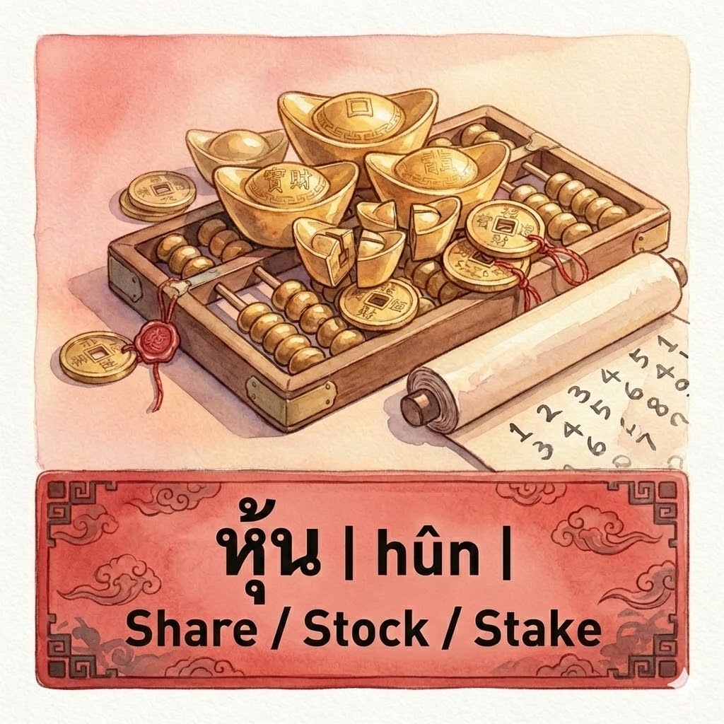 หุ้น | hûn | Share / Stock / Stake