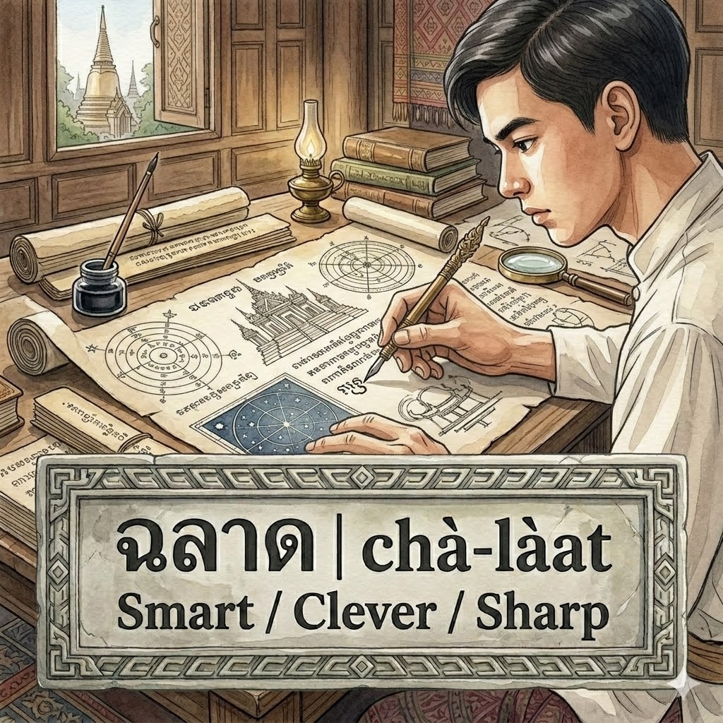 ฉลาด | chà-làat | Smart / Clever / Sharp