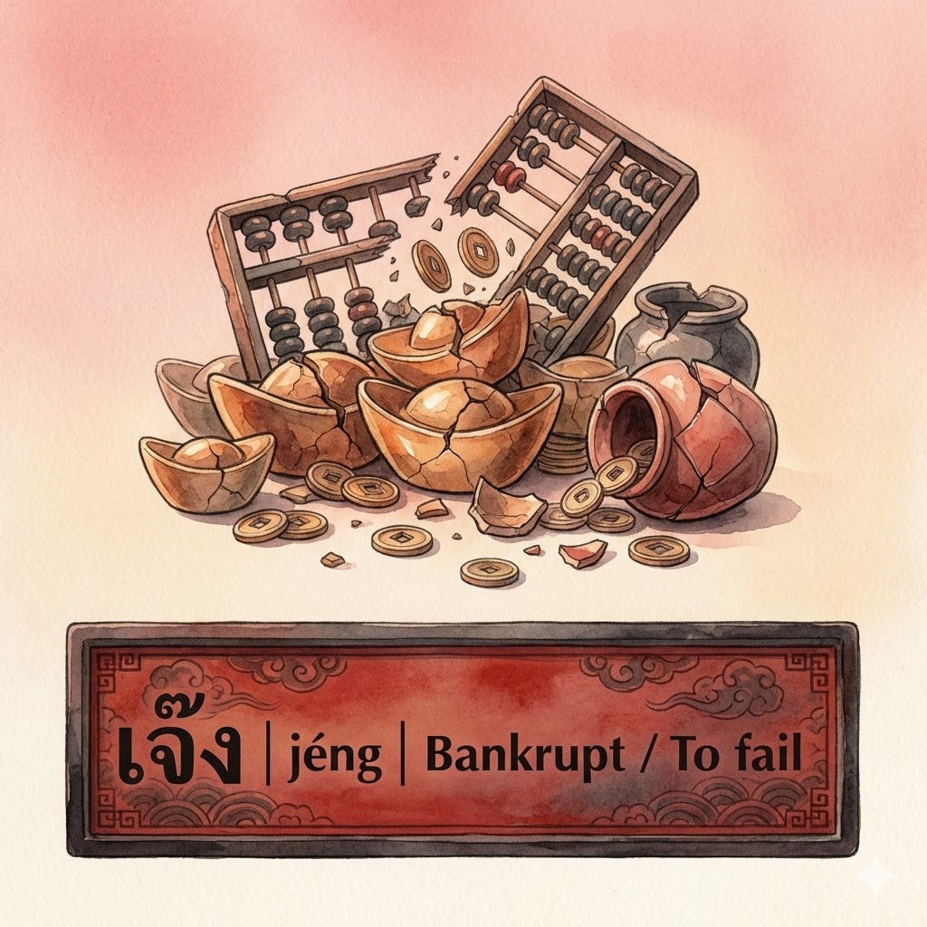 เจ๊ง | jéng | Bankrupt / To fail
